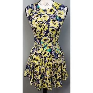 H&M Mini Dress Womens‎ Size 4 Multicolor Lined Sleeveless Peplum Hem Back Zipper